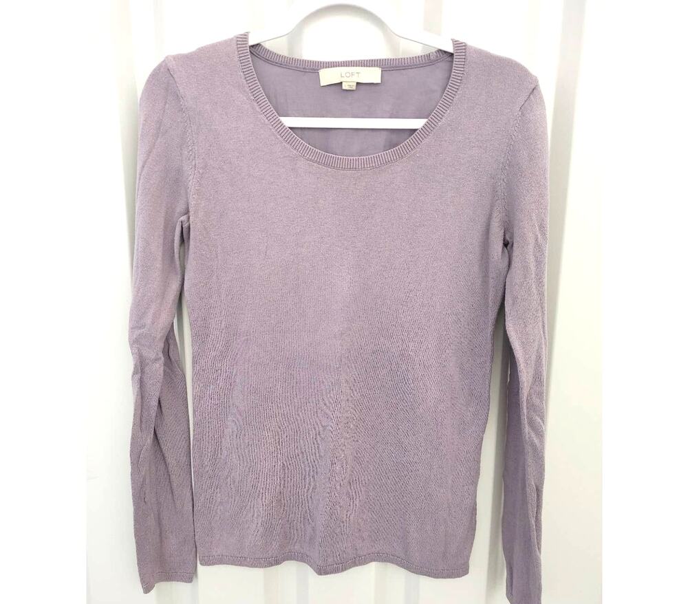 LOFT Sweater Crew Neck Lightweight Purple Small